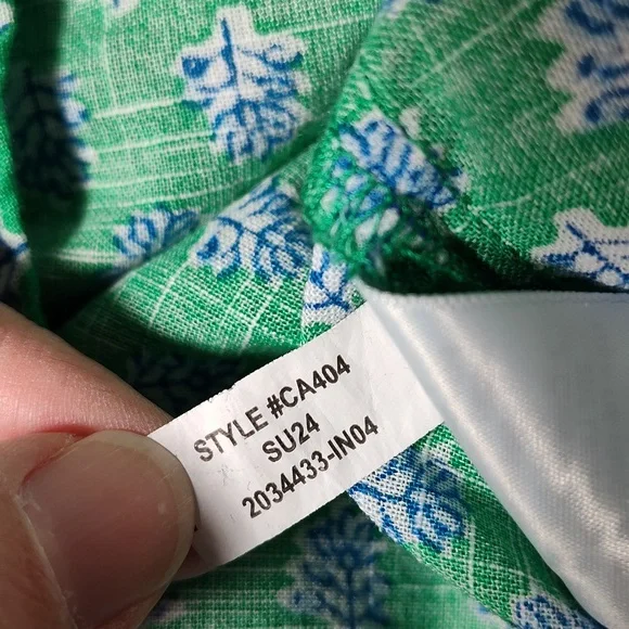 J. Crew Flutter Sleeve Top in Vintage Kelly White Floral Block Print L - Picture 9 of 9